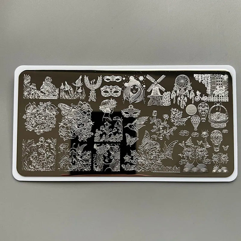 XMQ Nail Art Stamping Plates Carton Flowers Template