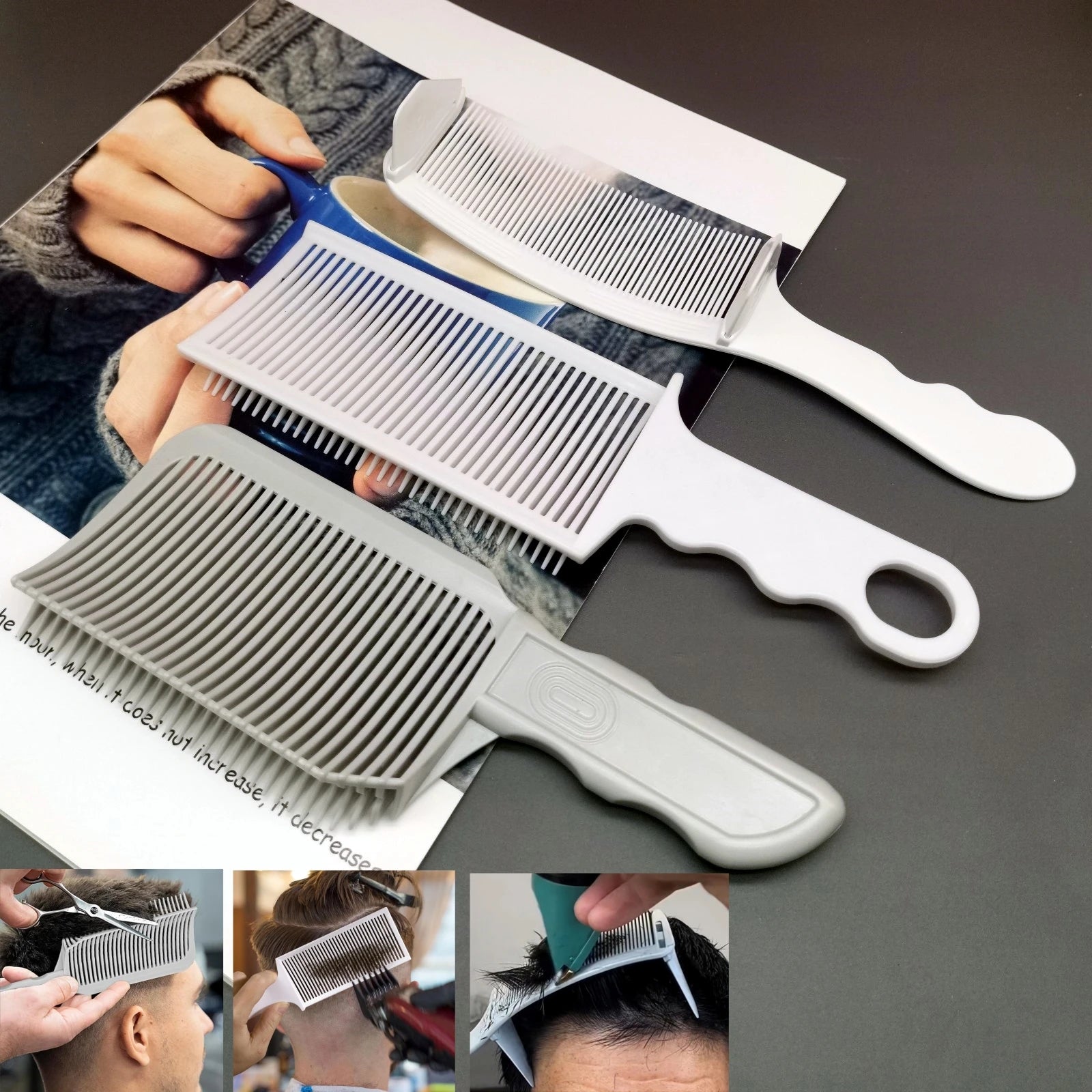 1/3Pcs Barber Hair Comb Kit Flat Top Hair Cutting Fading Stying Fade Comb Men Fade Brush Salon Hair Tool Accessories