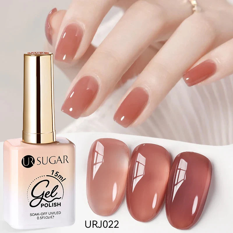 UR SUGAR 15ml Jelly Nude Gel Nail Polish Light Pink Translucent Color Soak Off UV LED Gel Varnish Nail Art DIY Fashion Manicure