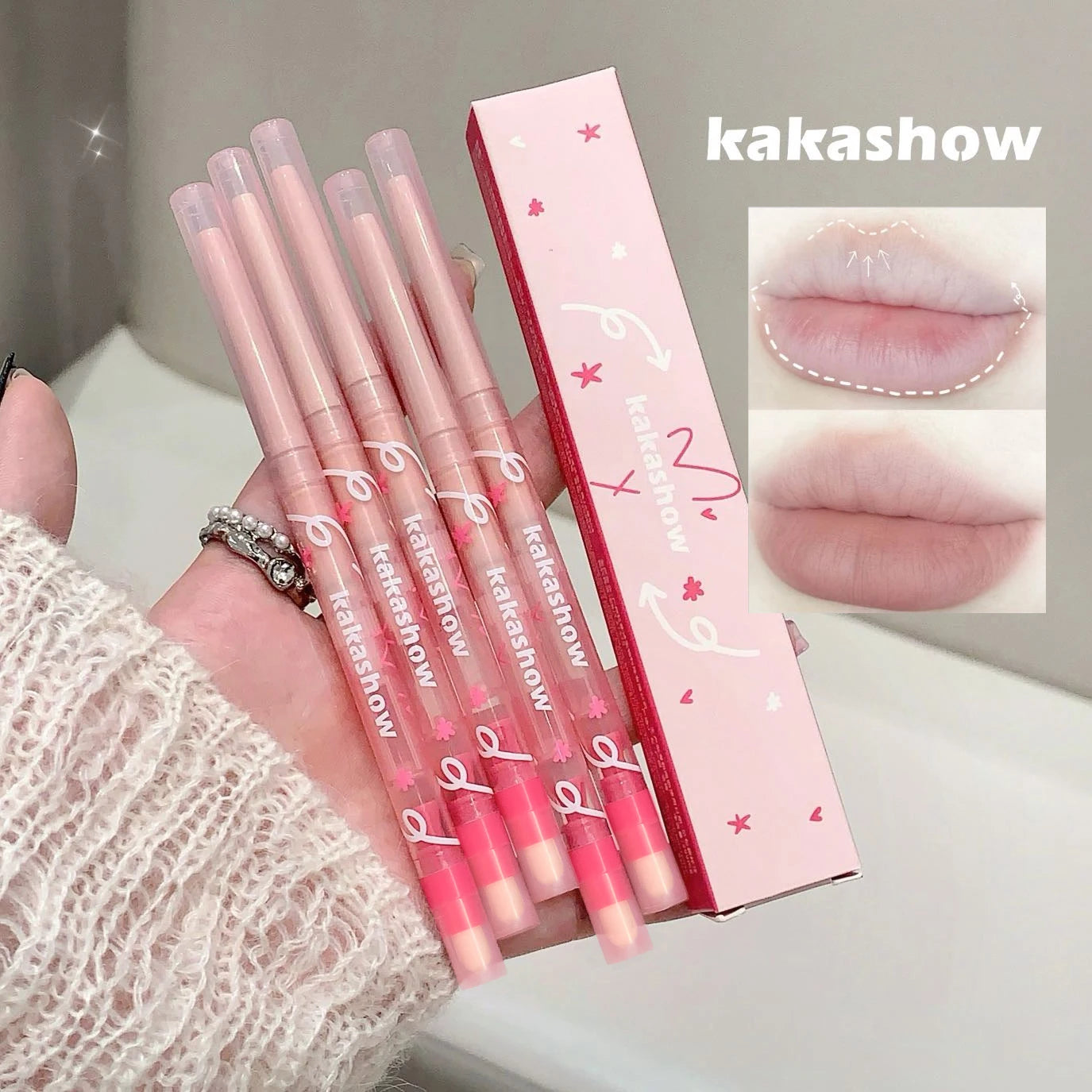 1pc Nude Brown Matte Lipliner Pencil with Brush Waterproof 3D Lip Liner Plumping Tint Contouring Milk Peach Lipstick Pen Makeup