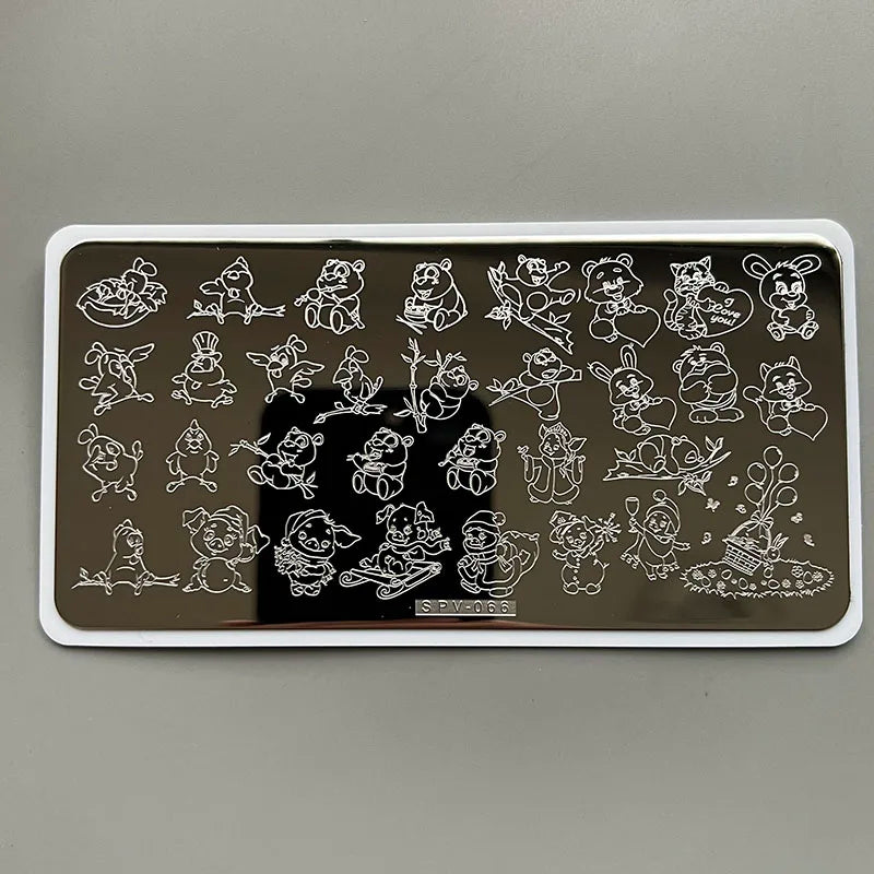 XMQ Nail Art Stamping Plates Carton Flowers Template
