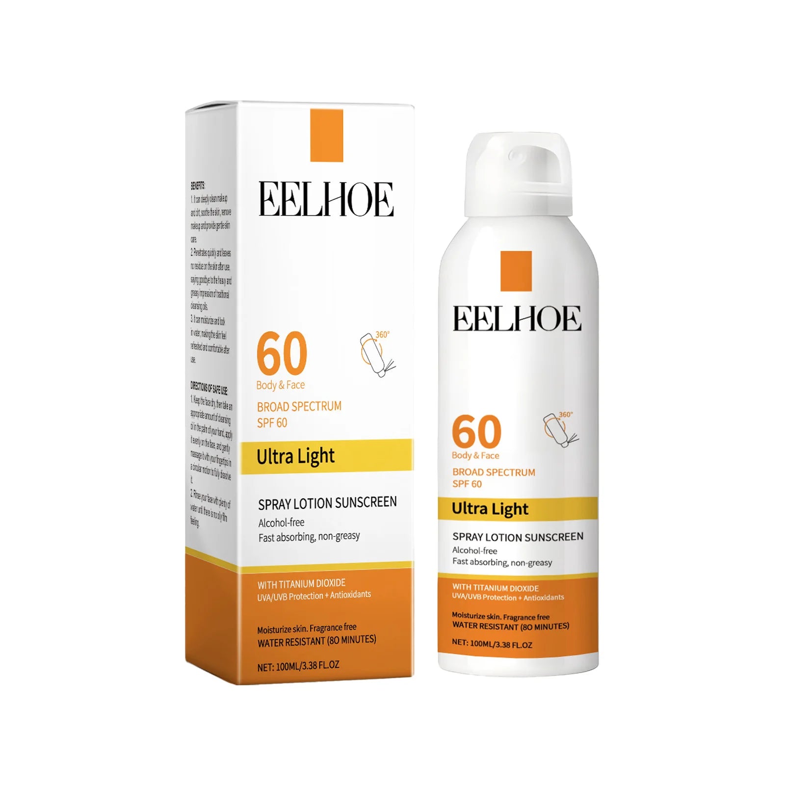 EELHOE Vitamin E Sunscreen Spray 100ml Long-lasting Deep Moisturizing Anti-UV Skin Protector Anti Oxidant Face Body Skin Care