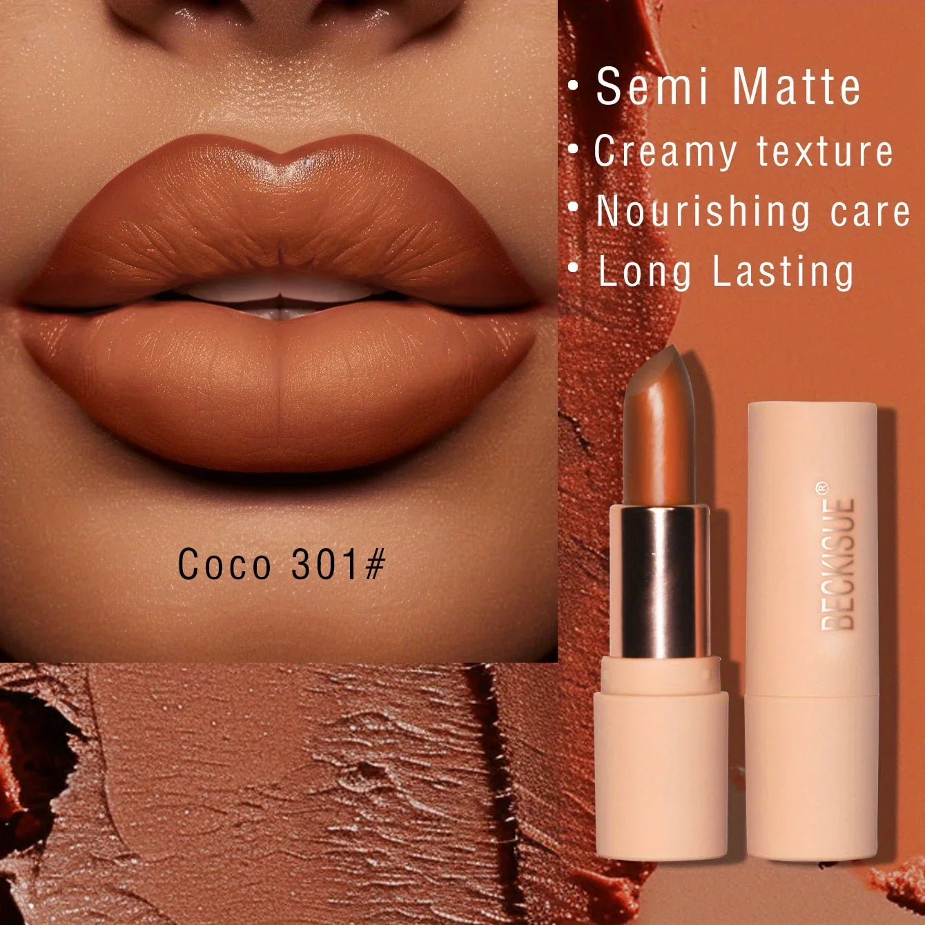 Coffee Velvet Lipstick – Luxurious Deep Shade, Nourishing Matte Finish, Long-Lasting Waterproof Lip Color for All-Day Wear