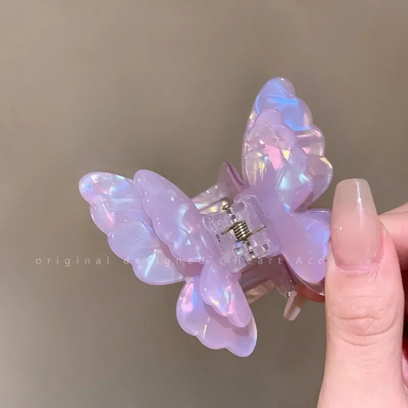 Colorful Fairy Butterfly Hair Claw Acetate Sweet Princess Butterfly Crab Hair Clips for Women Girls Hairpin Hair Accessories