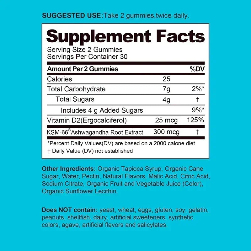 Ashwagandha Gummies - Relieve Stress, Improve Sleep, Enhances Energy and Libido, Promotes Energy and Endurance, Muscle Mass