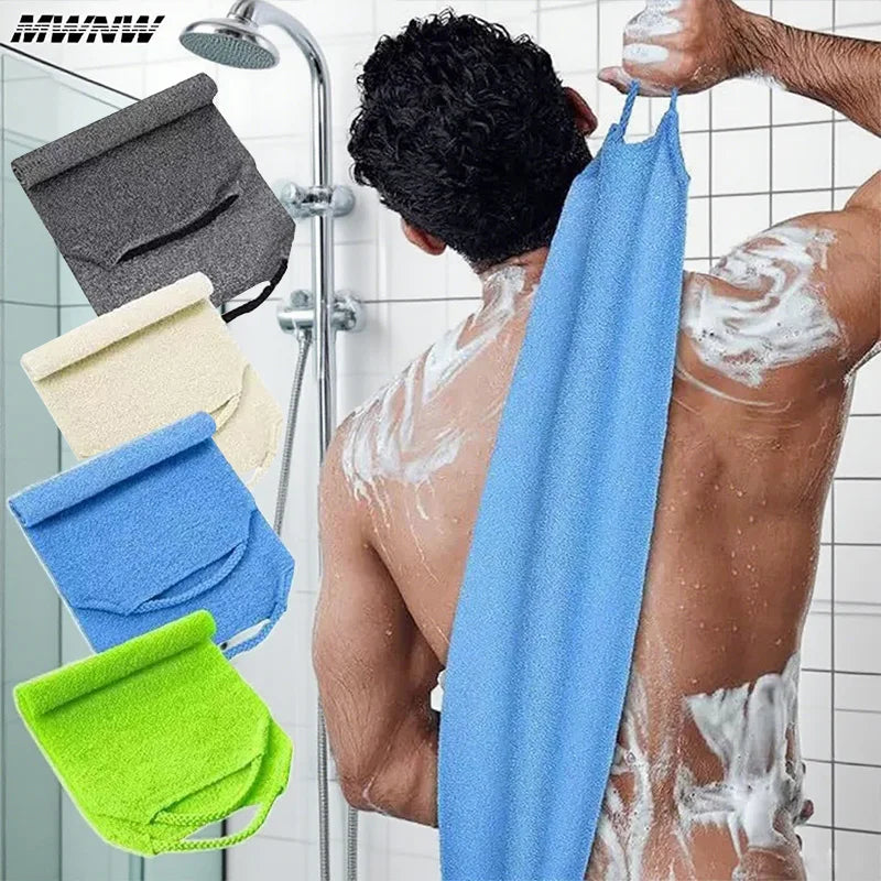 High Elasticity Frosted Long Shower Towel Shower Body Brush Bathing Massage Back Body Exfoliating Bathroom Wash Brush Bath Tools