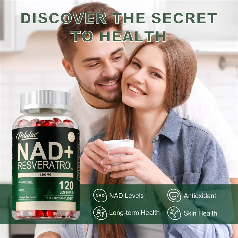NAD+ Resveratrol - Supports Cell Health, Brightens Skin, Improves Energy and Vitality, Antioxidant