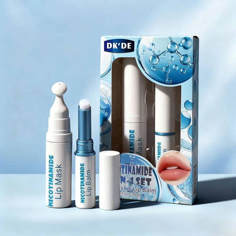 Dk'De Lip Balm+Lip Mask 2in1 Set | Moisturizing, Soothing, and Long-Lasting Hydration | 3 Colors Available for Selection | Night Repair Lip Wrinkle Reduction | Daytime Lip Care to Prevent Chapped Lips