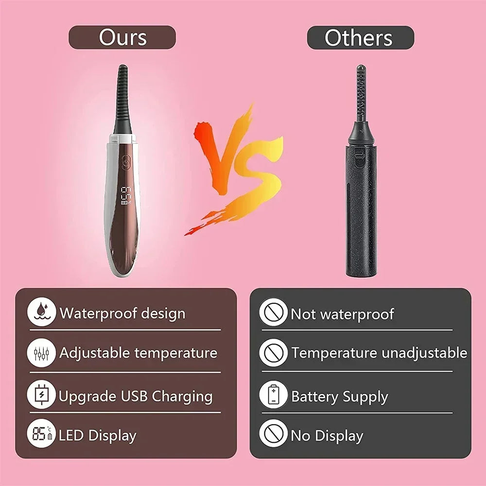 Electric Eyelash Curler Intelligent Temperature Control Digital Display with Comb Brush Head Electric Eyelash Curler Lash Comb