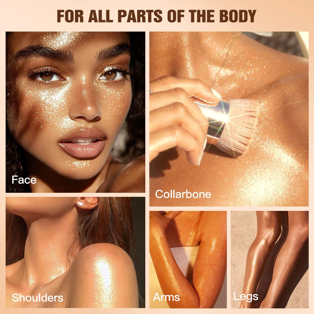 Body Shimmer Oil Liquid Highlighter Long Lasting Sequin Illuminating Moisturizing Highlight Facial Contour Brightening Makeup