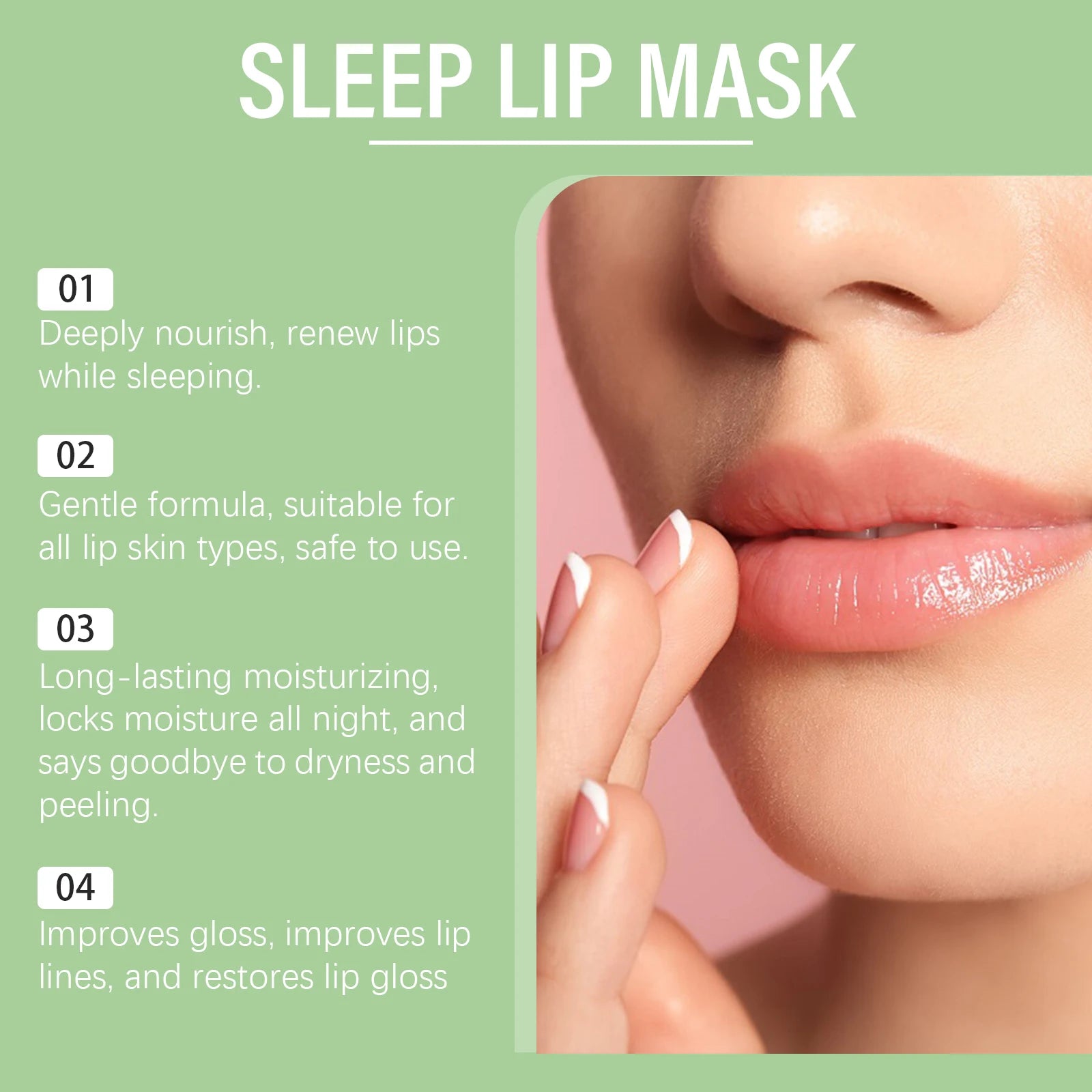 Jaysuing Avocado Overnight Lip Mask Gentle Hydration for Dry Lips Daily Moisturizing Care Treatment Nourishing Non-Sticky Balm