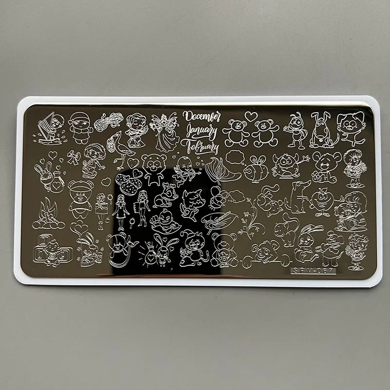 XMQ Nail Art Stamping Plates Carton Flowers Template