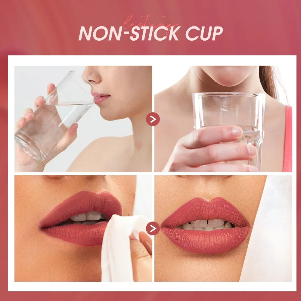 O.TWO.O Velvet Matte Liquid Lipstick 12 Colors Waterproof Long Lasting Non-Stick Cup Formula Makeup Lip Tint for Women