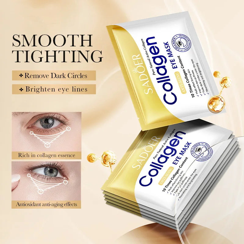 20pcs=10 Pairs SADOER Crystal Collagen Eye Mask Anti Dark Circles Remove Eyes Bags Moisturizing Eyes Patches Gel Masks Skin Care
