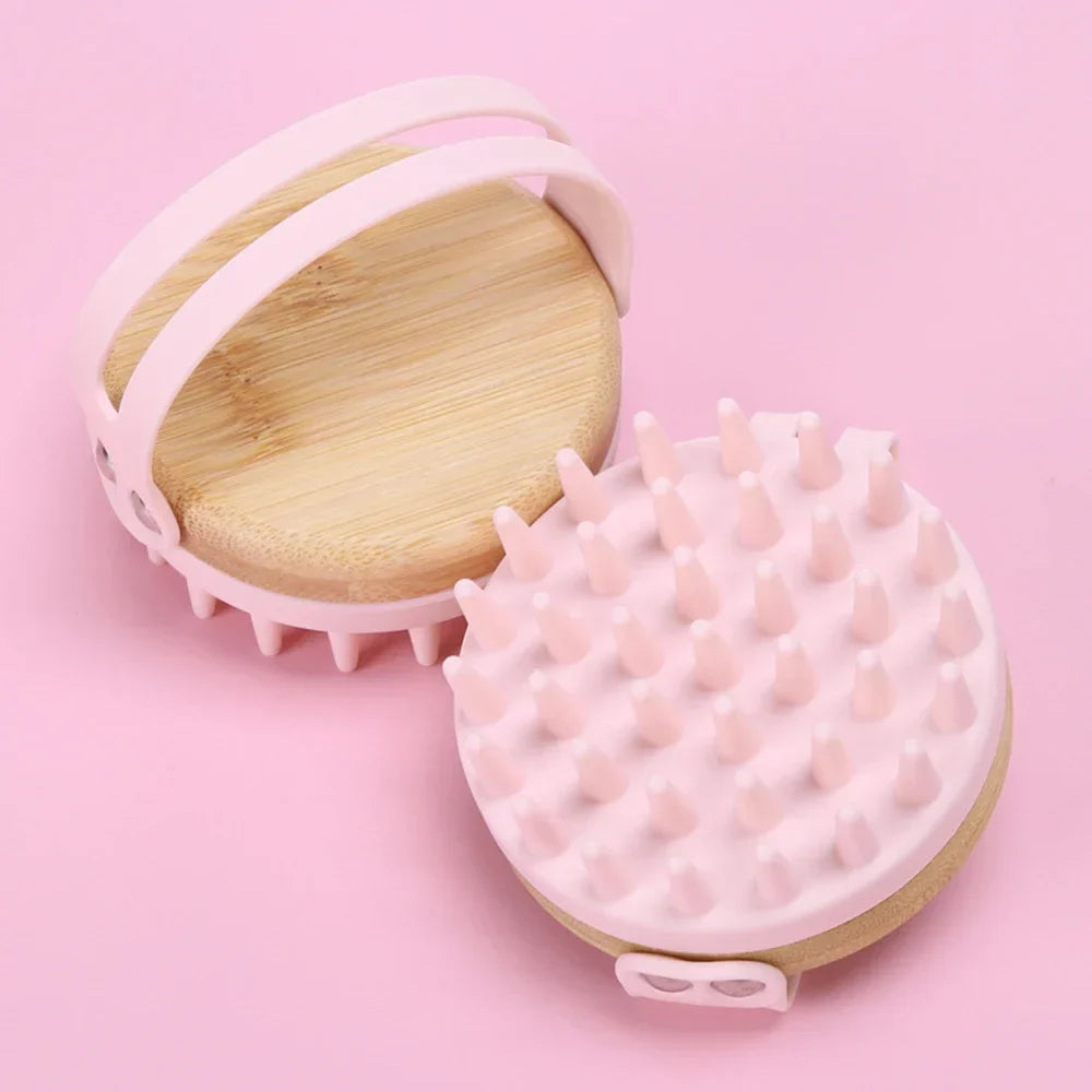 New Scalp Massager Shampoo Brush Wooden Wet and Dry Hair Scalp Care Brush Shower Brush Scalp Scrubber Exfoliator Body Massager