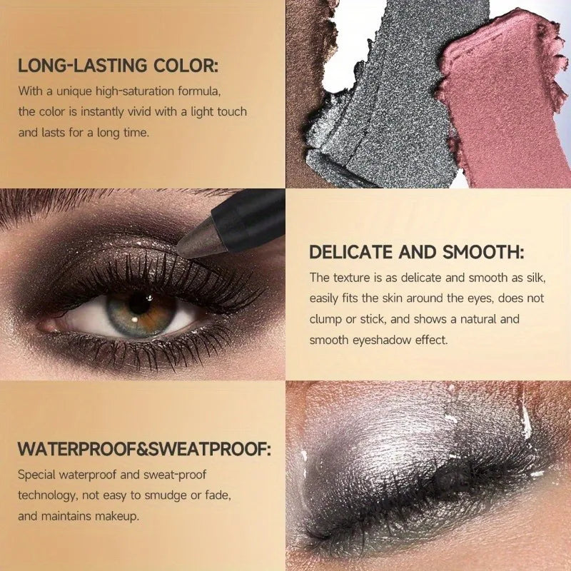 Metallic Glitter Eyeshadow Stick Matte Waterproof Shimmer Lying Silkworm Long Lasting High Gloss Pearlescent Eyeshadow Pen