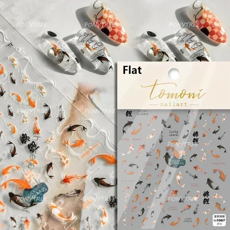 Sea Wave Jellyfish Starfish Conch Shell Dolphin Pearl Summer Beach Goldfish Water Bubble Mermaid Koi INS Nail Art Stickers Decal