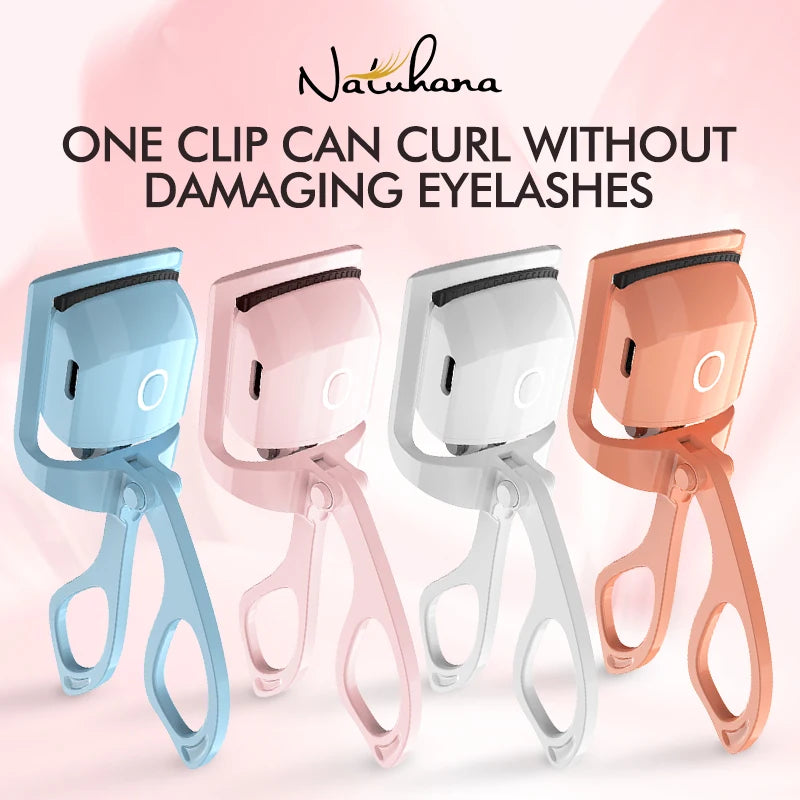 NATUHANA Eyelash Curler Portable Electric Heated Comb Perm Long Lasting Eyelashes Curls Thermal Eyelash Curler Makeup Tools