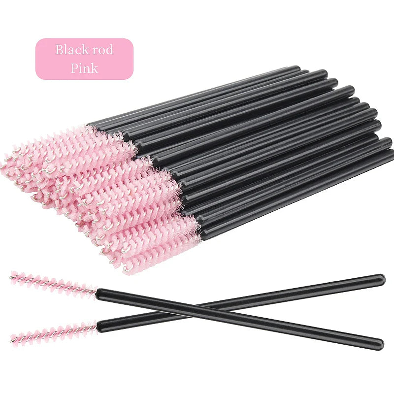 NEW 50Pcs Makeup Eyelash Brushes Disposable Crystal Eyebrow brush Diamond Handle Mascara Wand Applicator Lashes Extension Tools