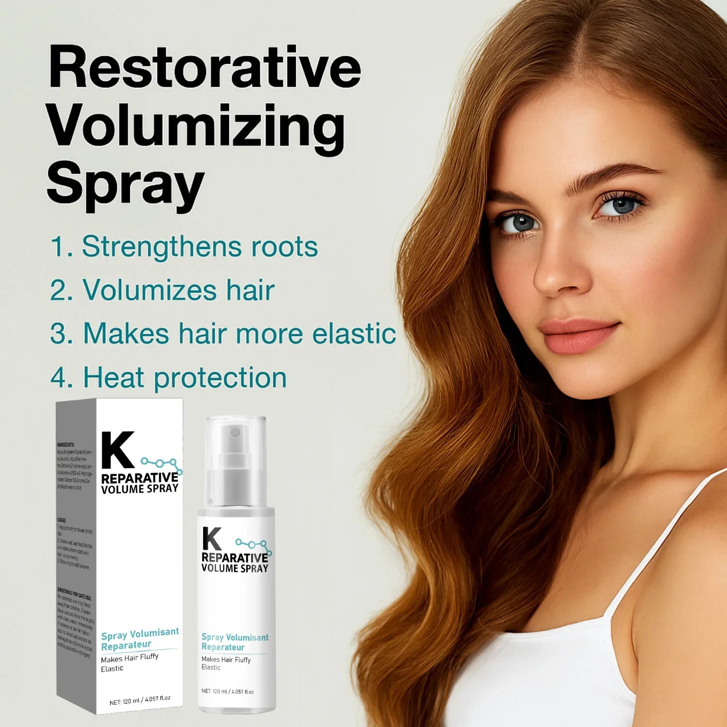 120ML Reparative Volumize Spray 2-Day Hair Thickening Hold For Thin, Fine, Fragile Hair Repairs Damaged Hair Non-Sticky Spray