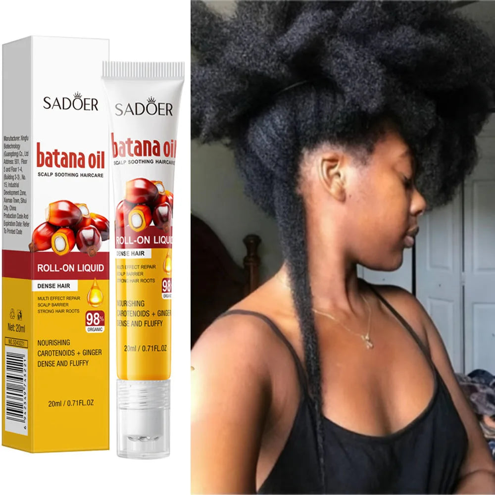 Fast Hair Growth Batana Oil Hair Growth Serum Anti Hair Loss Regrowth Thicken Baldness Nourish Roller Ball Root Hair Health Care