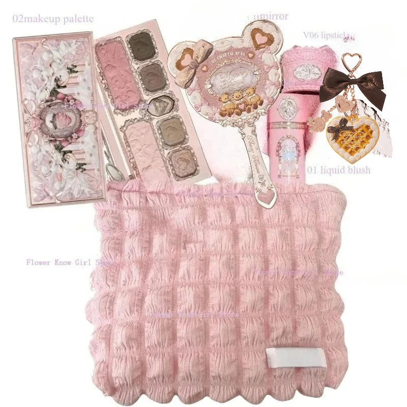 Flower Know Strawberry Cupid Makeup Gif Box Eyeshadow Liquid Cheeks Red Lips Clay Powder 9pcs/ set