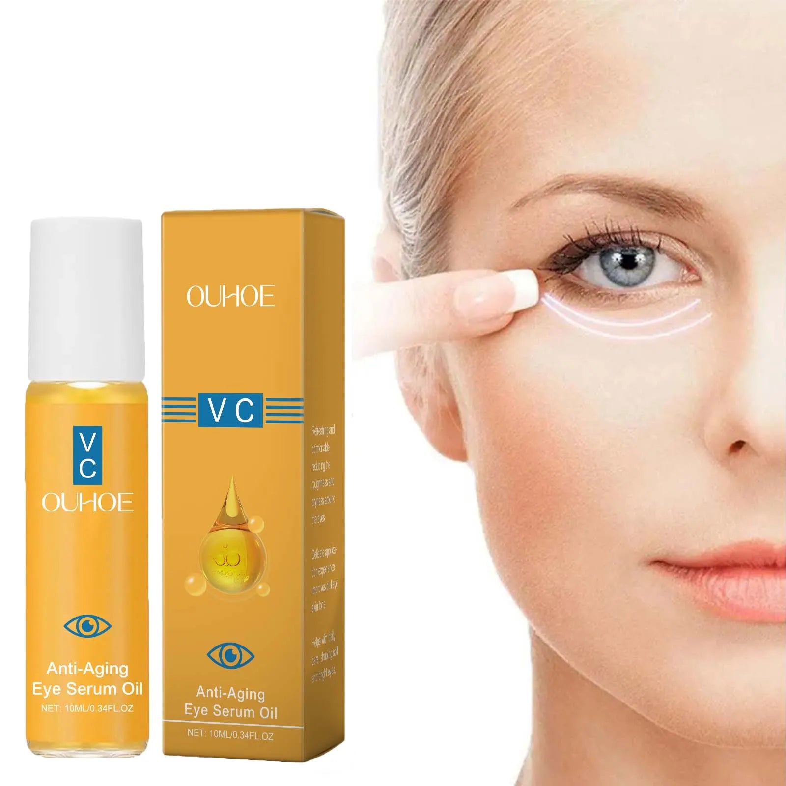 Anti Aging Eye Serum Oil Brightening Firming Fade Fine Lines Remove Puffiness Dark Circles Hydrating Smooth VC Eye Essence Oil