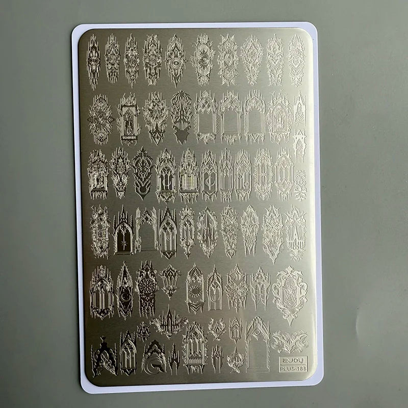 Nail Art Stamping Plates Carved Window Pattern Image Plates Vintage Elegant Design Manicure Stamp Templates