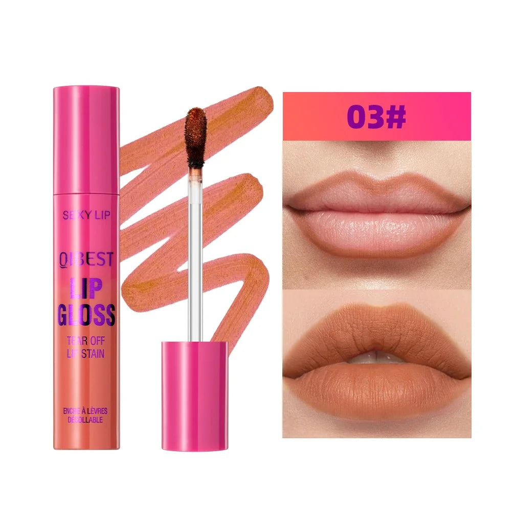 QIBEST Lip Liner Peel Off Tattoo Lipgloss Waterproof Lasting Lip Tint Red Brown Not Easy Fade Lip Stain Outline Contour Makeup