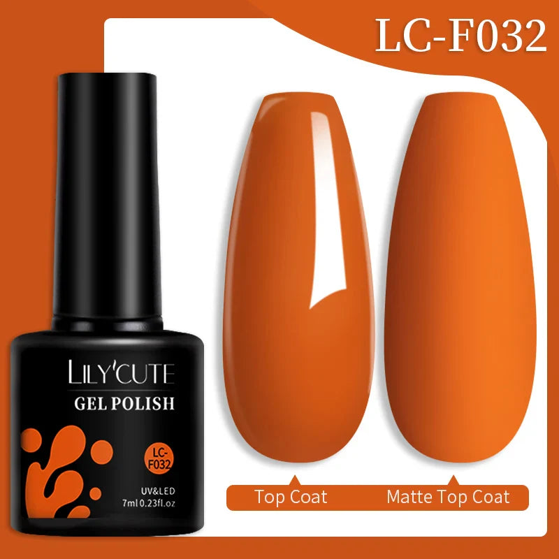 LILYCUTE Fluorescent Nail Gel Polish Orange Red Neon Bright Color Summer Series Soak Off For Manicure Nail Art UV Gel Varnish