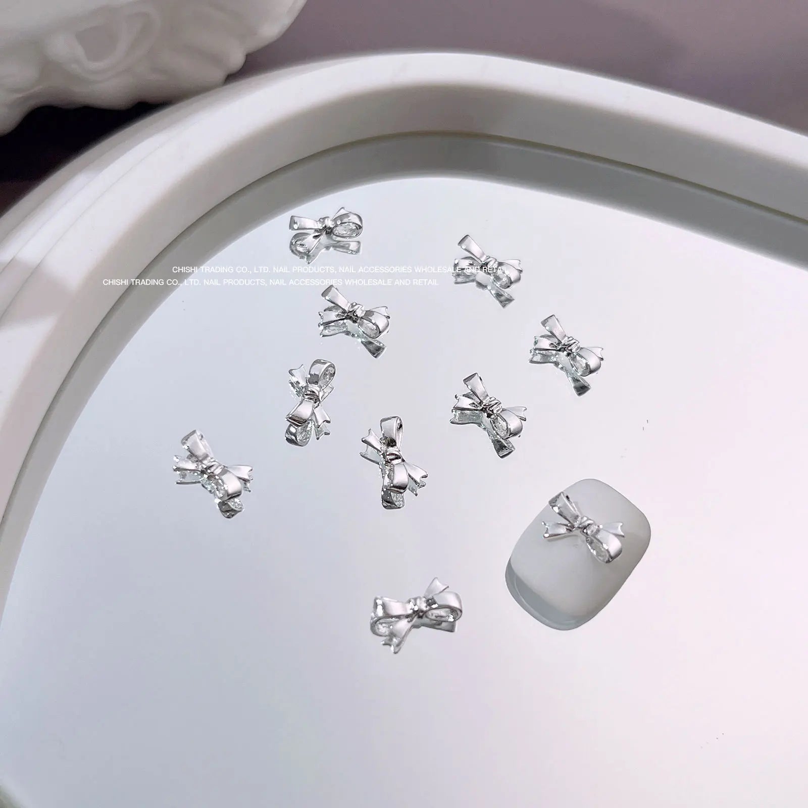 10Pcs Mini Hollow Butterfly Knotbow Nail Art Charms 3D Metal Silver/Gold Alloy Nail Art Decoration DIY Nail Accessories