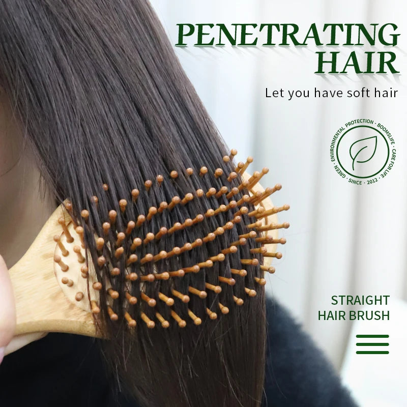 Bamboo Hair Brush Women Styling Hair Comb Hairbrush Wide Teeth Bamboo Combs for Hair Smooth Massage Scalp Brush Barber Comb