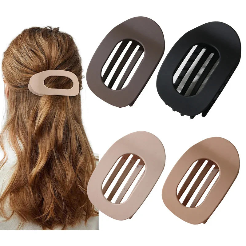 Fashion Oval Flat Hair Clips for Women New Design Leopard Large Flat Round Claw Clip French Hair Clips Trendy Hair Accessories