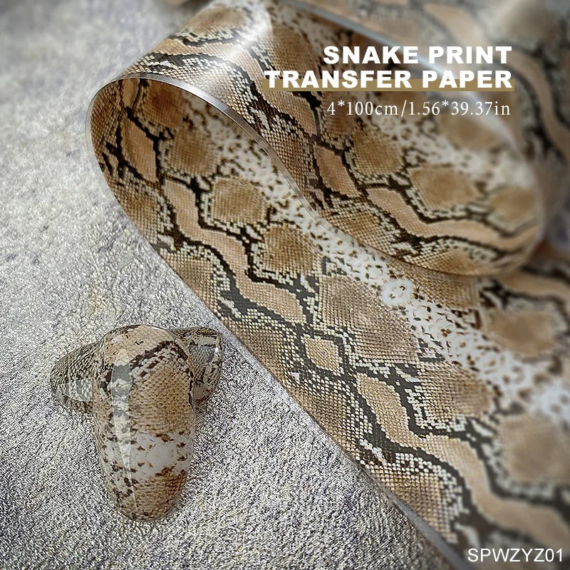 DIY Snake Pattern Nail Foils for Transfer Paper Sticker Ice Cube Sliders Adhesive Paper Wraps Gradient Nail Art Decorations