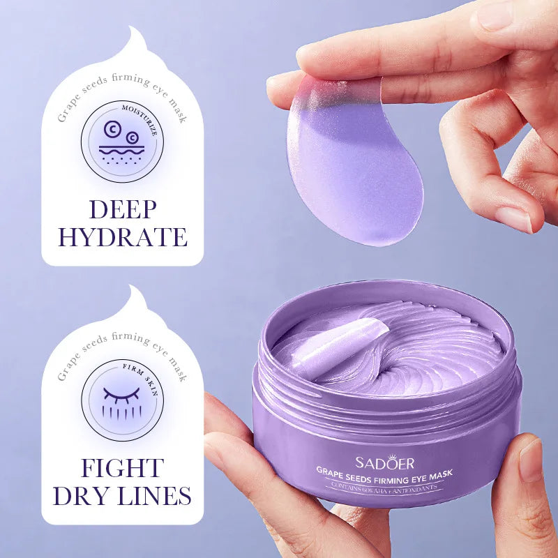 60pcs SADOER Grape Eye Mask Anti Dark Circles Removal Eyes Bags Moisturizing Firming Eye Patches Eyes Skin Care Products