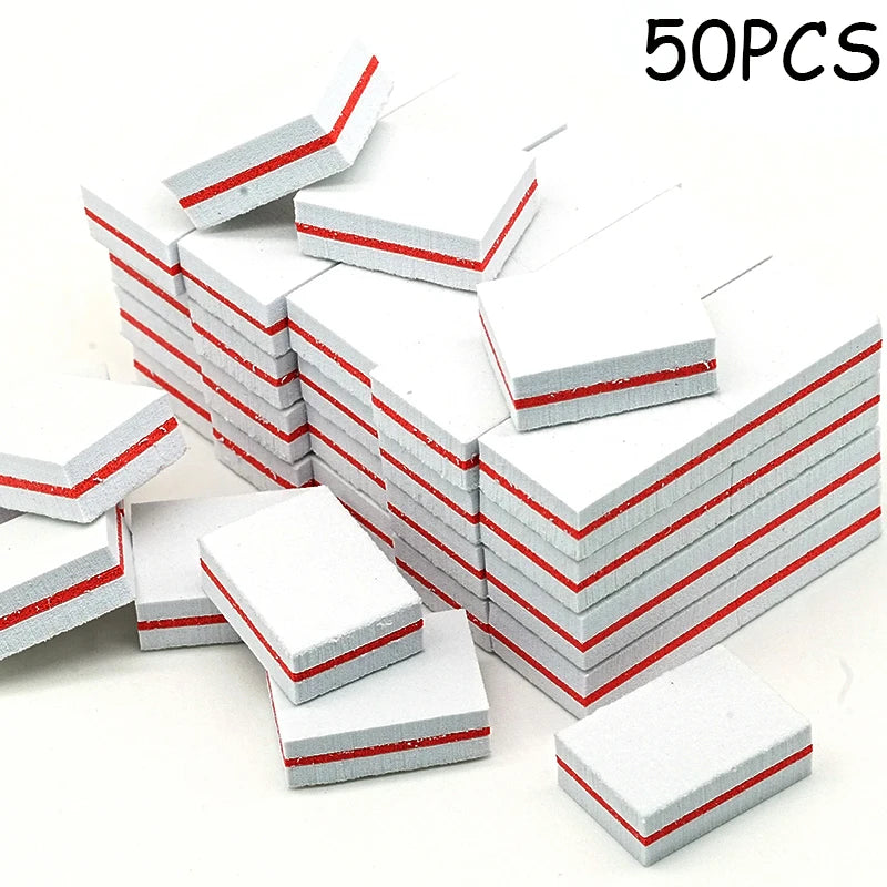 50Pc Professional Mini Nails Art buffer File 100/180 Sandpaper Manicure Tips Care File Sanding Polishing Grinding Equipment Tool