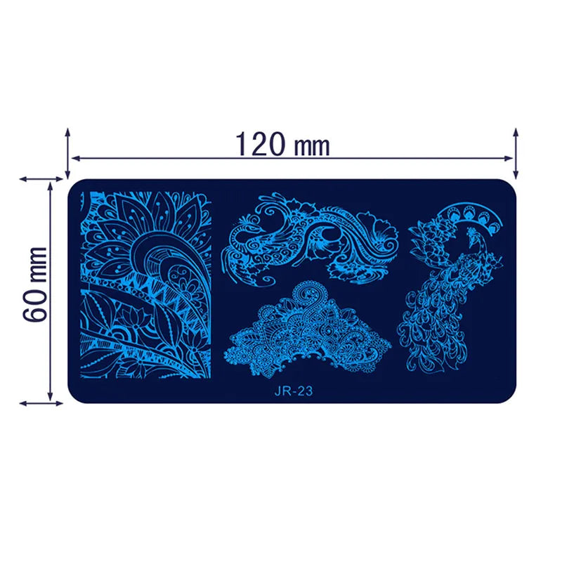 1Pc Nail Art Stamp Plate Geometric Line DIY Stamping Image Plate 6*12CM Nail Stamping Plate Stainless Steel Plate Stencil JR-030