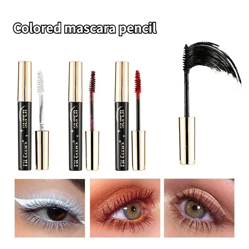 Color Mascara 14 Thick Curl Waterproof Non-smudding Natural Long Lasting Blue White Green Pink Black Eye Makeup