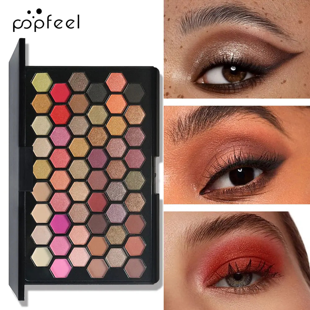 POPFEEL 54-Color Eyeshadow Palette - Versatile Earth Tones & Vibrant Rainbow Shades in One Compact - Create Endless Makeup Looks