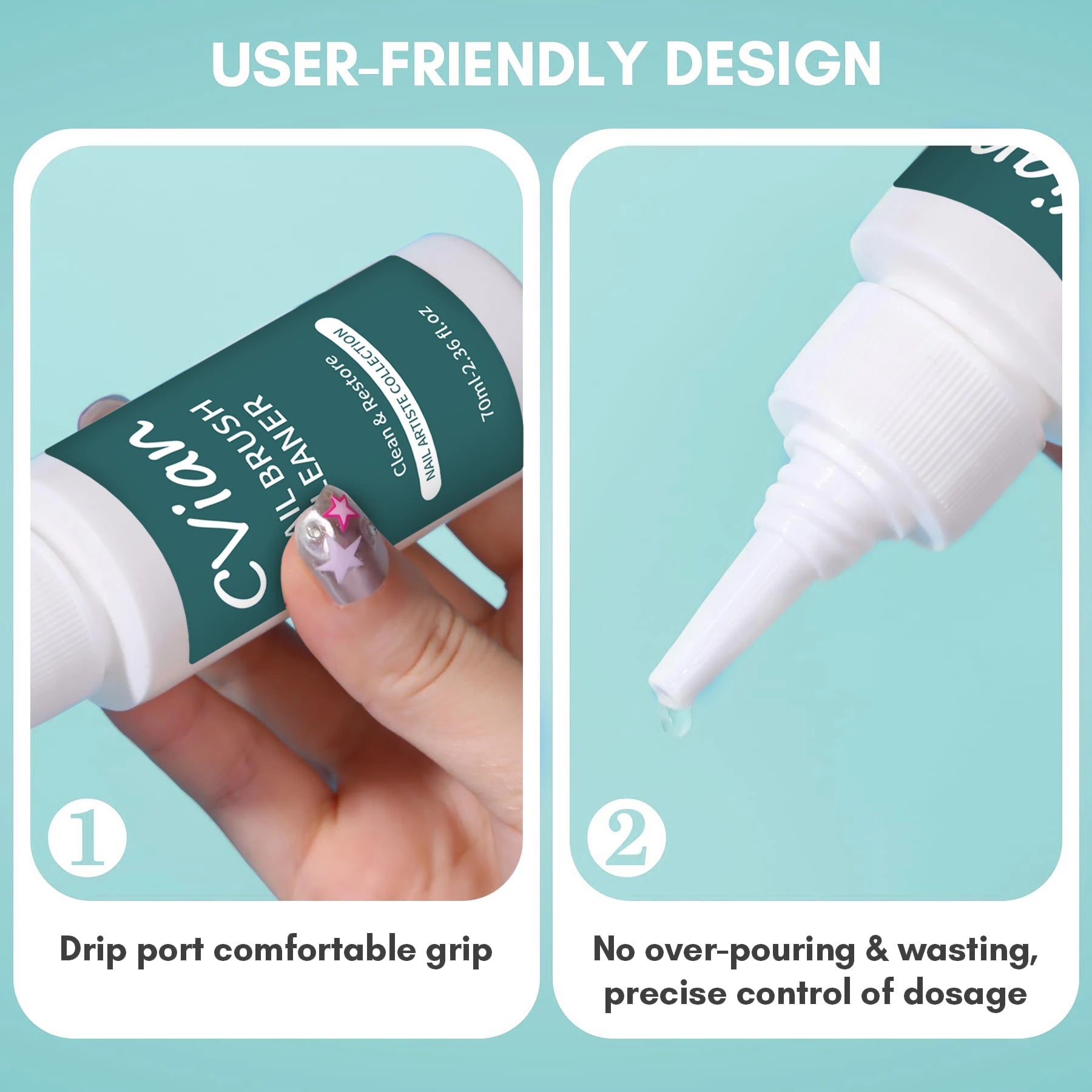 70ml Brush Cleaner – Unscented Quick-Dissolving Gel Residue Remover, Acrylic Nail Extension & Carving Complete Manicure Tool Car