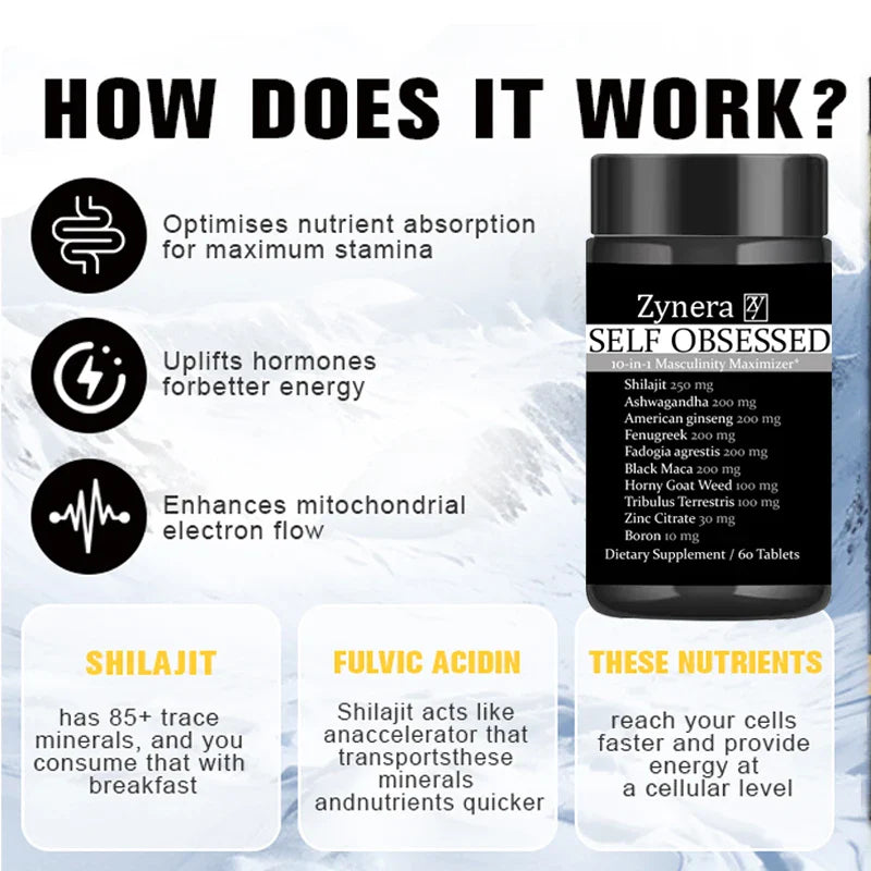 Ashwagandha Maca Tablets for Men Boost Stamina Capsule, Energy, Vitality, Performance Overall Male Health Support