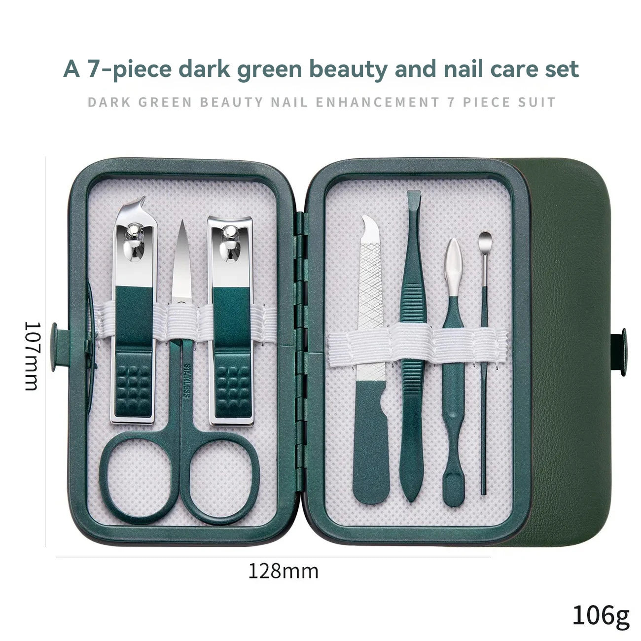 Nail clipper set, home nail clippers, dark green 18-piece set, pedicure, exfoliation and nail care tools