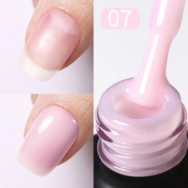 BORN PRETTY Milky Pink Rubber Base Gel Nail Polish Glitter 15ml Semi-Permanent Varnish Soak Off Self Leveling UV LED Gel