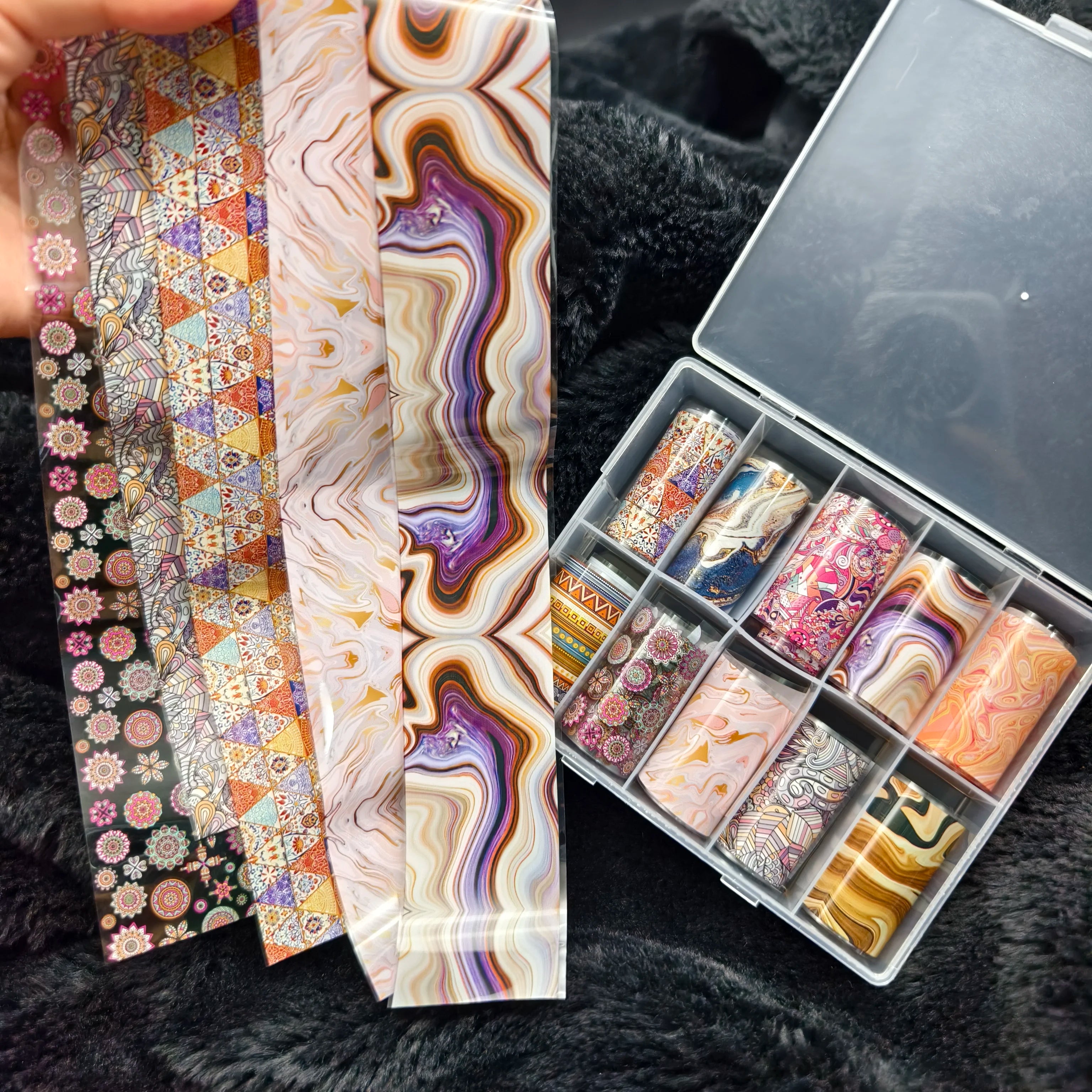 10Rolls Halloween Flower Plaid Angel Marble Bow Nail Foils Transfer Paper Nail Art Stickers Decal Nails Decoration