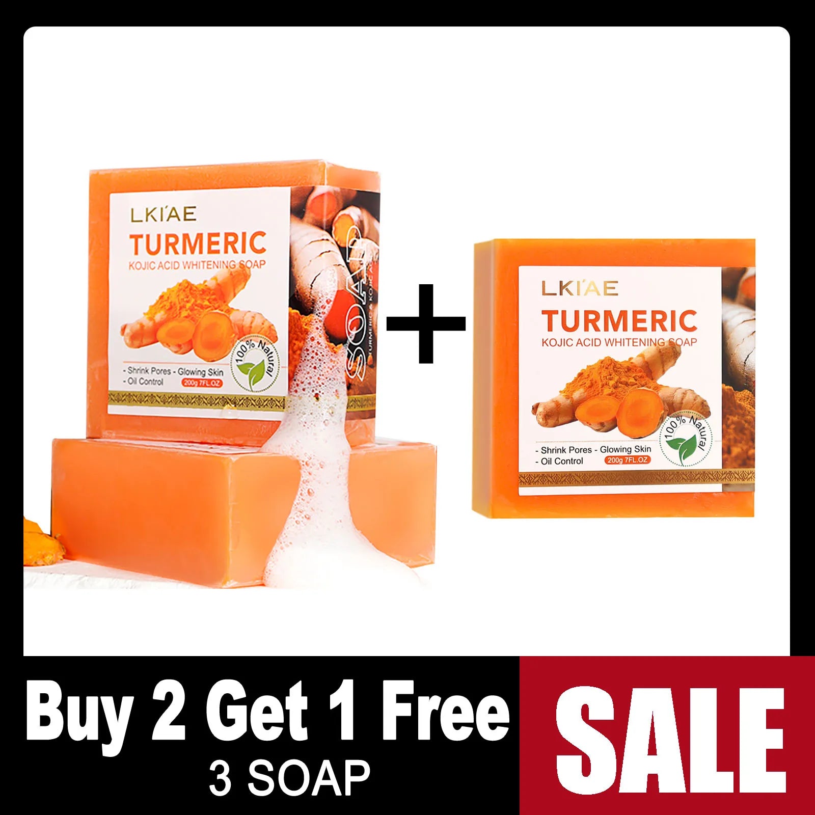 Natural Turmeric Whitening Body Wash, Deeply Clean Skin, Remove Dark Spot, Pimple, Acne, Smooth Skin, For Face & Body Soap Bar