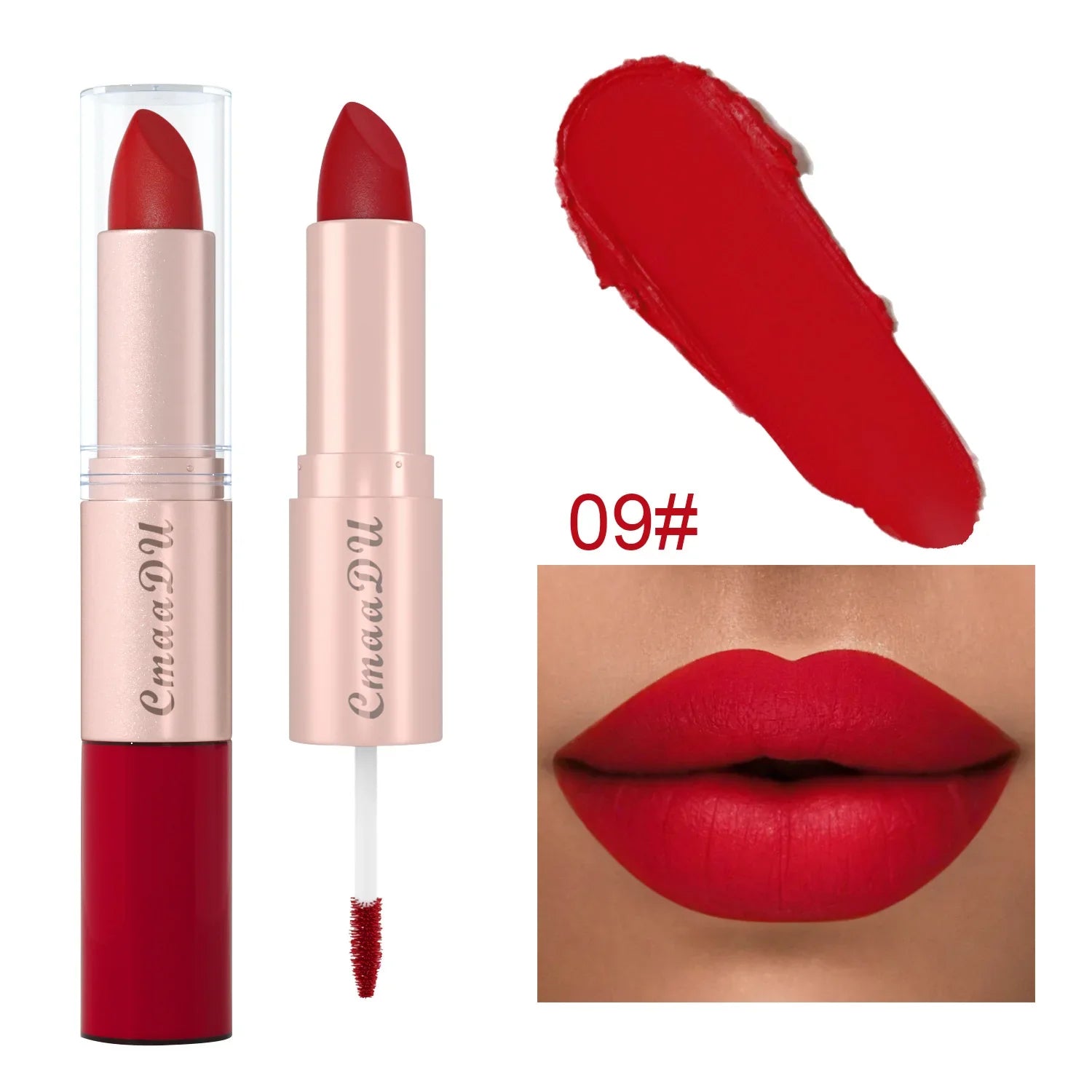 Double Ended Matte Lipstick Waterproof Nude Matte Velvet Glossy Lip Gloss Lip Balm Sexy Red Lip Tint Women Fashion Makeup Gift