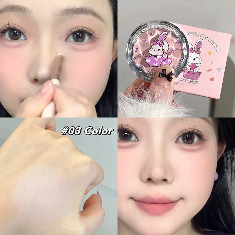 ART VALUE Face Highlighter Palette Matte Contour Concealer Brightening Beige Highlights Eyes Lying Silkworm Powder Makeup Beauty