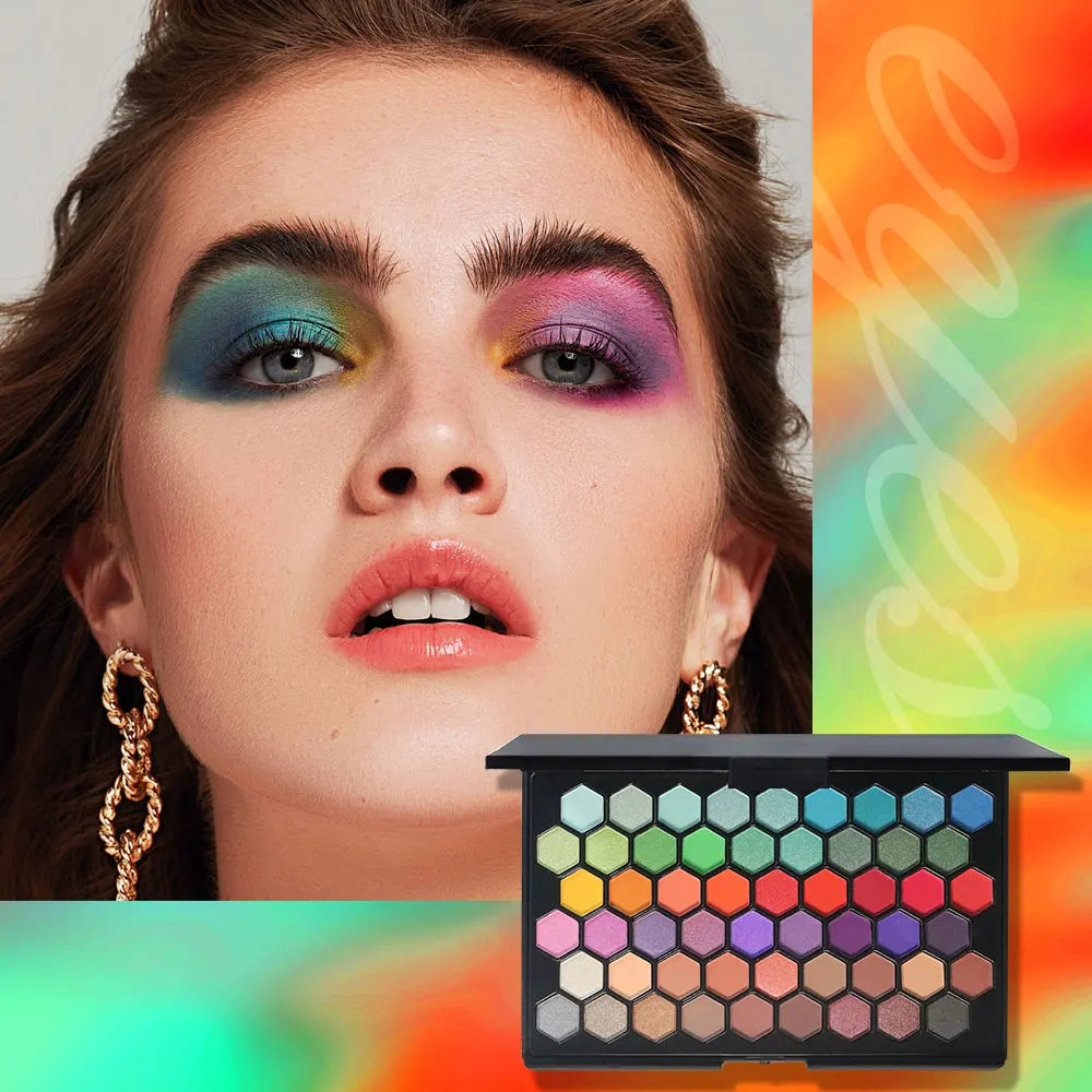POPFEEL 54-Color Eyeshadow Palette - Versatile Earth Tones & Vibrant Rainbow Shades in One Compact - Create Endless Makeup Looks