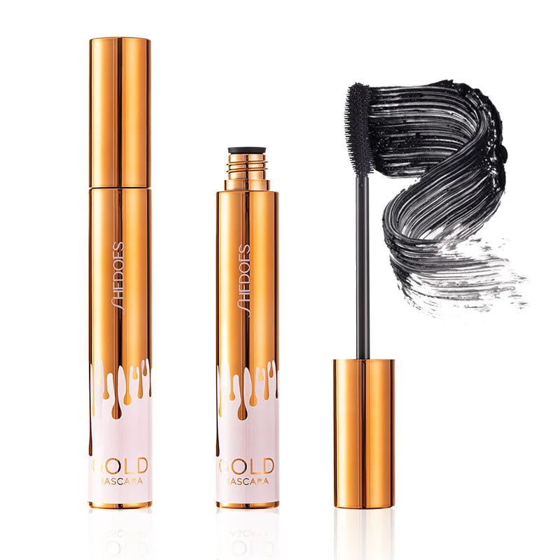 Thick Curly Eye Black Waterproof Non Smudging Slim Durable And Makeup Free Eye Black Gold Color Mascara