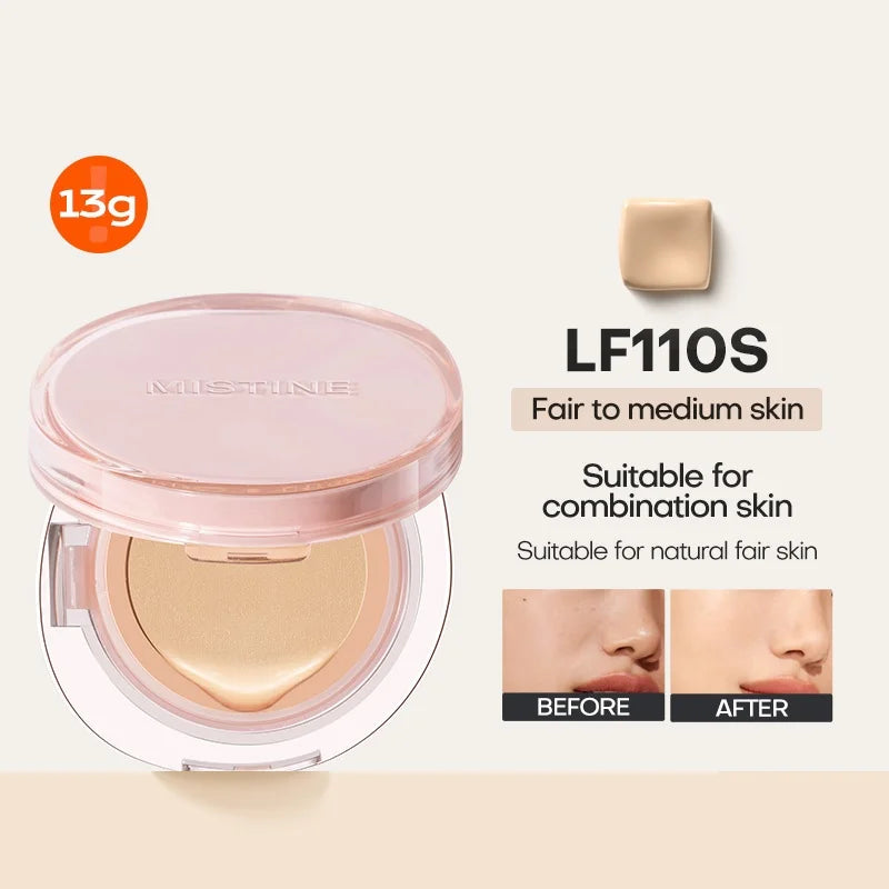 Mistine Foundtion Air Cushion with Natural Dewy Finish Makeup Moisturize Nourish Powdered Cream for Combination Skin 13g 1pc